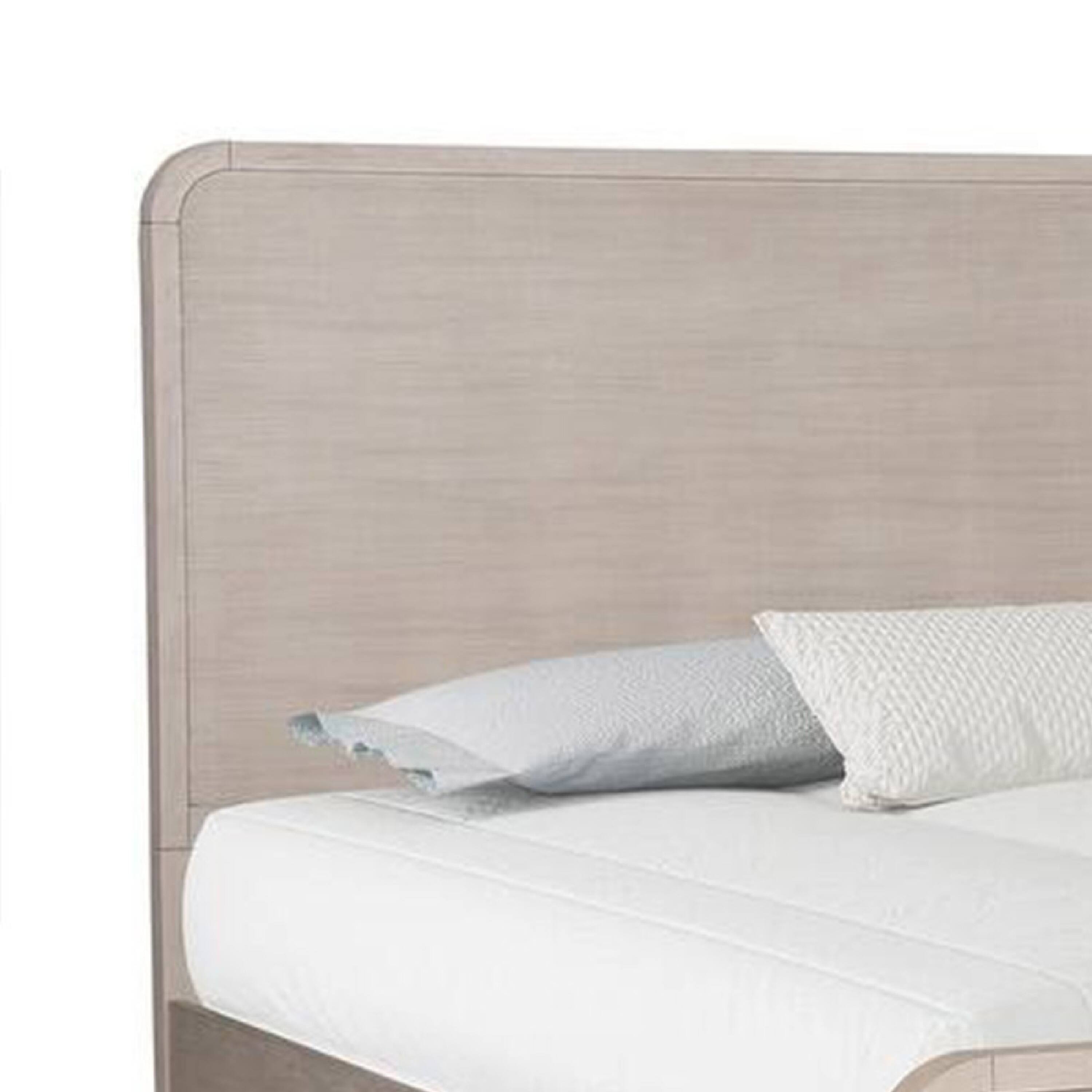 Alt View 2. Manhattan Lane - Giva Queen Bed, Rounded Edges, Natural Oak Beige, Solid Rubberwood - Natural Oak Beige Brown.