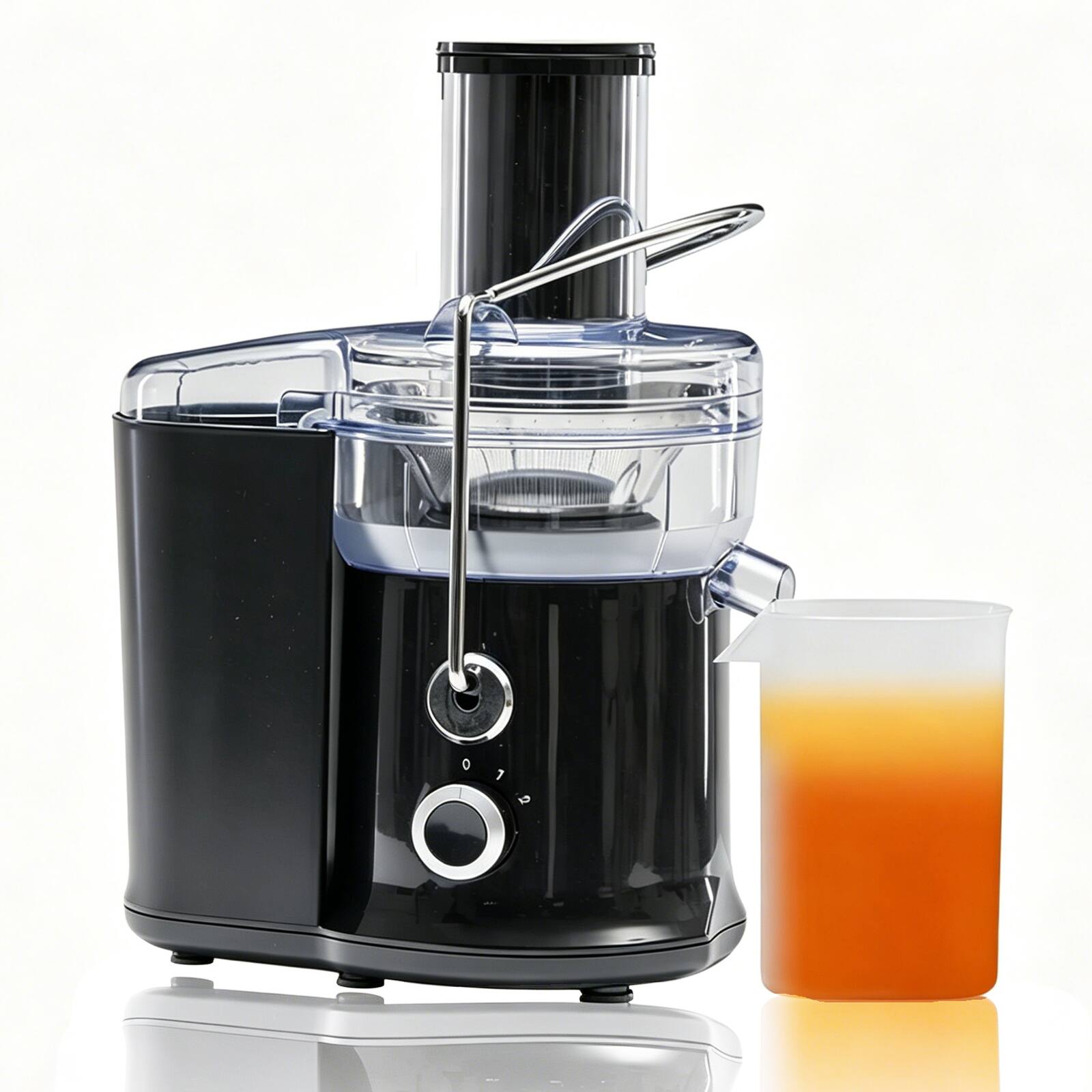Angle. Sweet - Centrifugal Juicer Machines, with 2.6″ Wide Feed Chute, High Juice Yield, Easy Clean - Black.