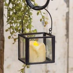 Angle. BreeBe - Metal and Glass Square Votive Lantern - Black, Clear.