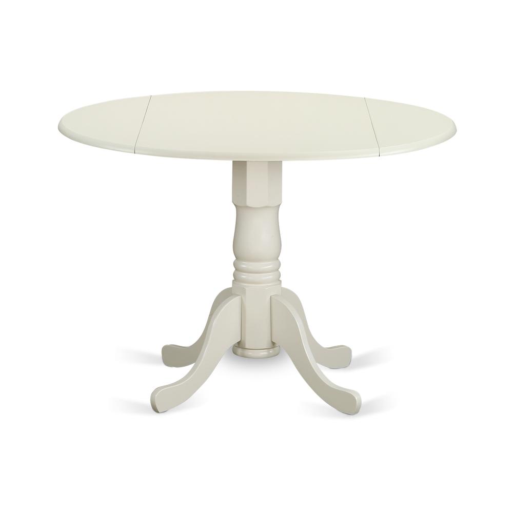 Angle. East West Furniture - Dining Room Set Linen White - Brown.