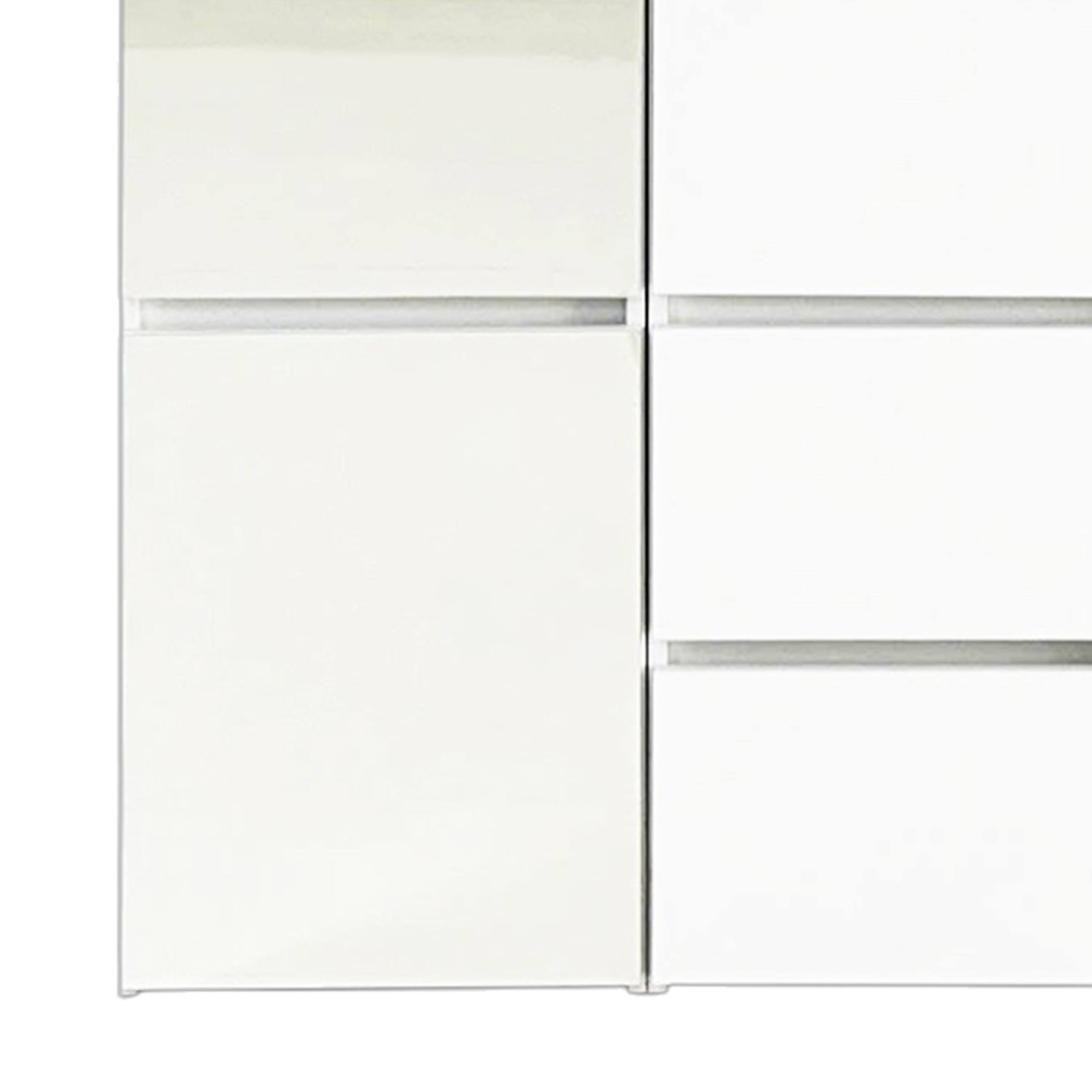 Back. Manhattan Lane - Ely Closet Cabinet Set, Double Mirror Doors, 5 Drawers, 71 Inch, White - White and Black.