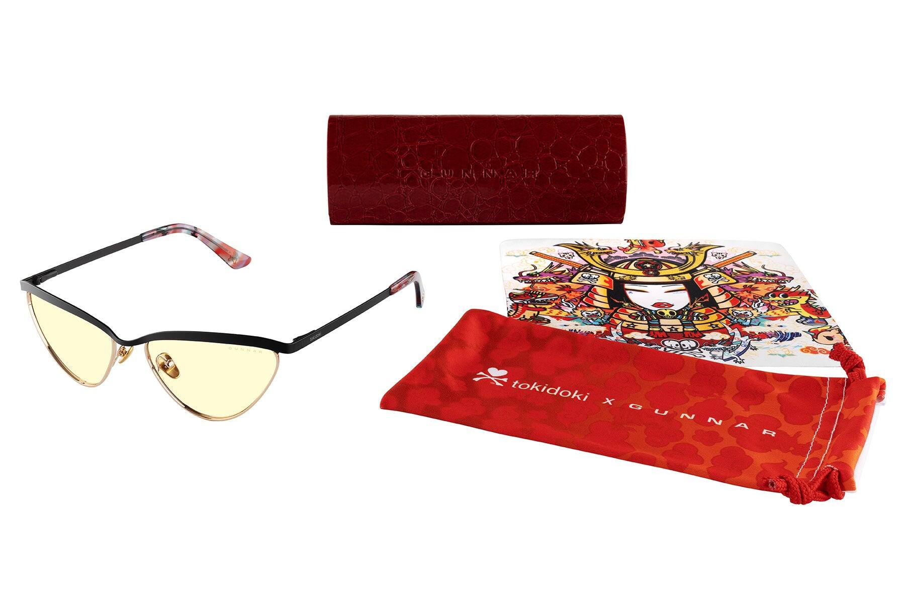 Alt View 8. GUNNAR - GUNNAR TOKIDOKI Year of the Dragon Glasses (Amber Lens, Onyx/Gold) - 65% Blue Light, 100% UV - Onyx/Gold.