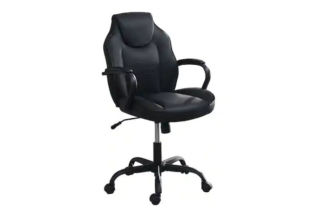 Front. Spaco - Spaco Gaming Executive Office Chair Black Faux Leather Chairs Casters Plush Padded Chair with Arms Comfortable Chair - Black.