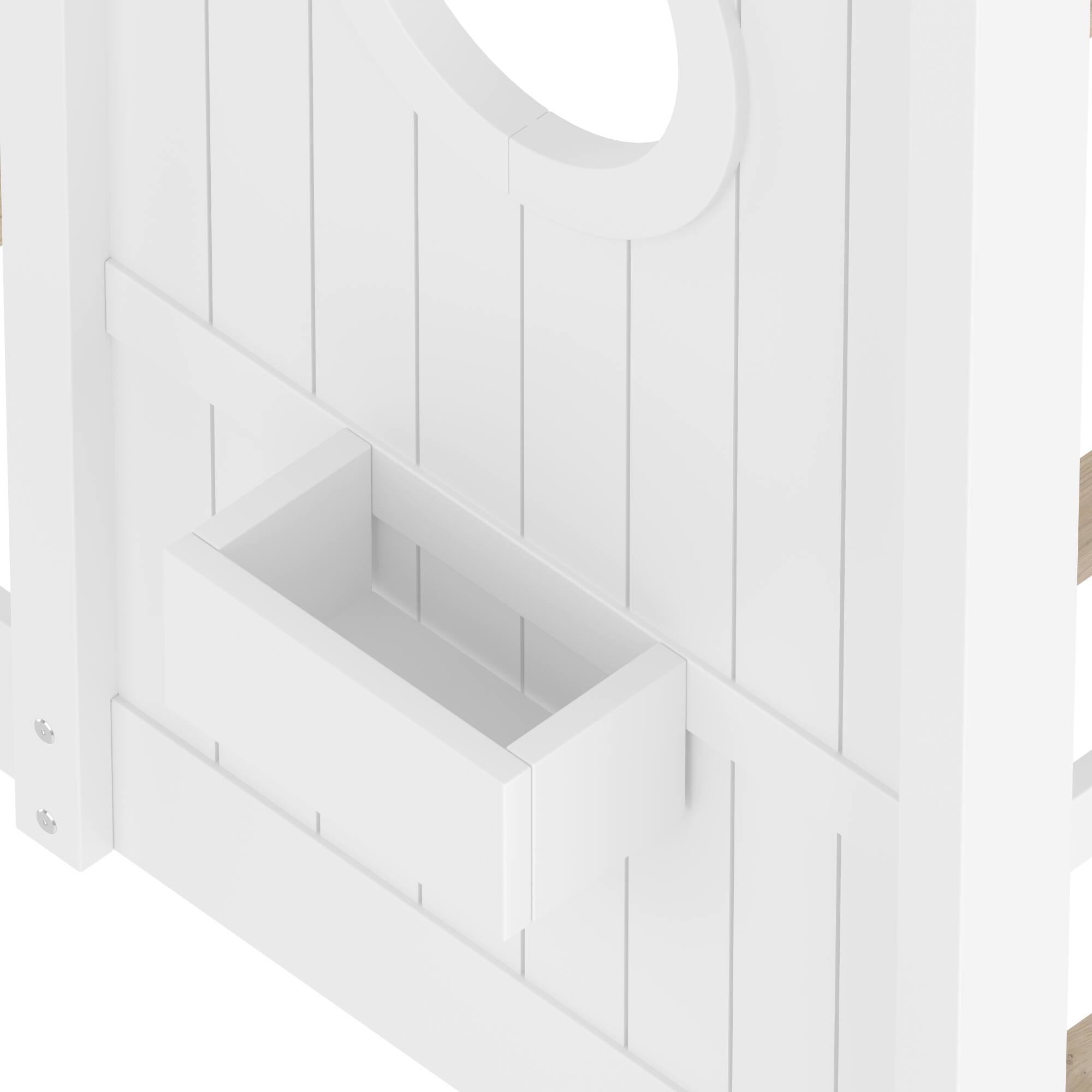 Alt View 5. GOODSILO - Montessori Floor House Bed for Toddlers with Storage Shelf and Playhouse Roof Design - White.