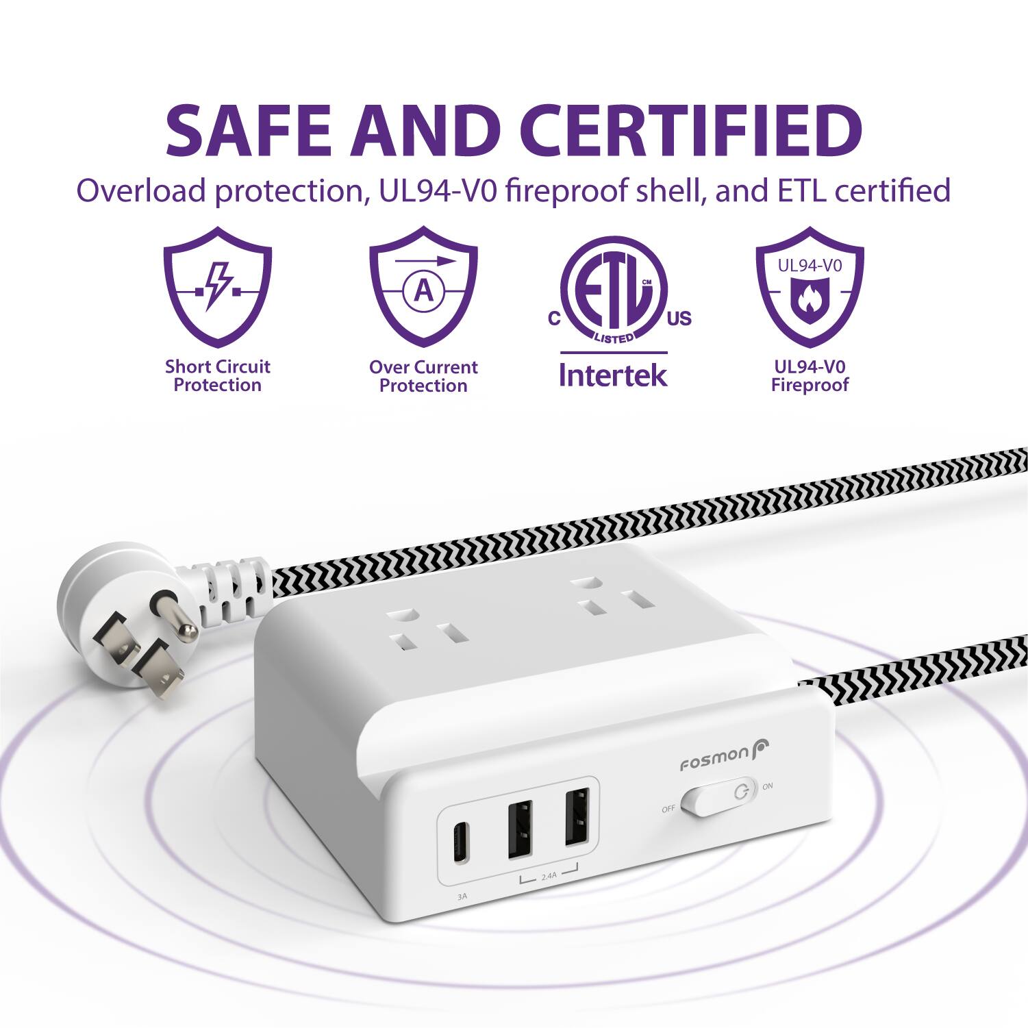 SAFE AND CERTIFIED
Overload protection, UL94-VO fireproof shell, and ETL certified
Short Circuit Protection
Over Current Protection
UL94-VO Fireproof
Intertek
ETL US LISTED