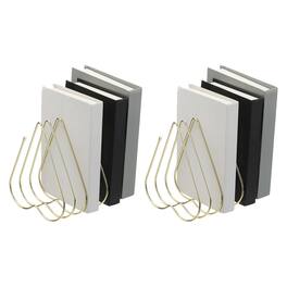 Unique Bargains - 2pcs Folder Organizer Stand, 7 Slot Retractable Book Ends Metal Heart Shaped File Rack Magazine Letter Paper Home - Gold Tone