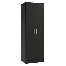 Madesa - Wardrobe with 2 Doors and 4 Utility Shelves 23"L - Black