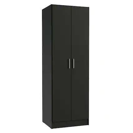 Front. Madesa - Madesa Wardrobe with 2 Doors and 4 Utility Shelves 23"L - Black - Black.