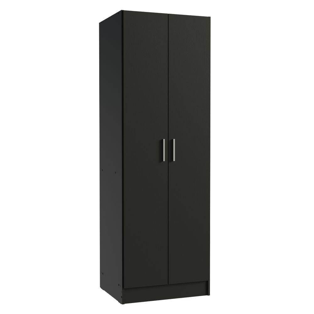 Front. Madesa - Madesa Wardrobe with 2 Doors and 4 Utility Shelves 23"L - Black - Black.