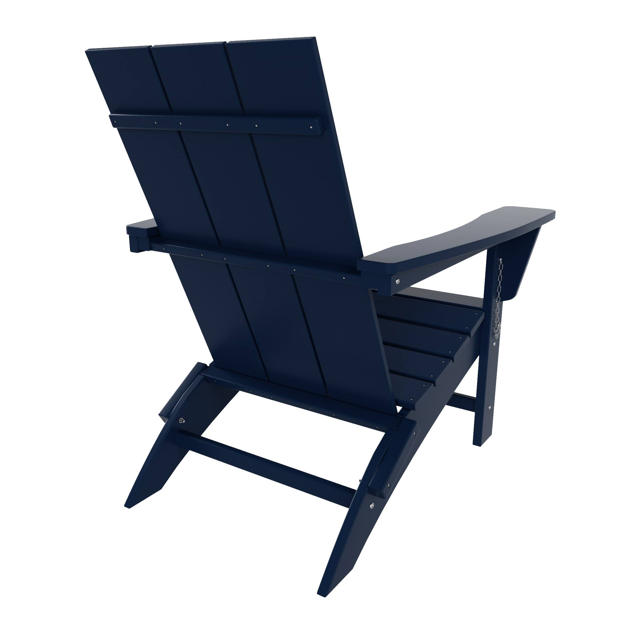 Alt View 1. WestinTrends - WestinTrends Ashore Outdoor HDPE Modern Folding Adirondack Chair - Navy Blue.