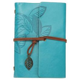 Unique Bargains - A7 Leather Cover Loose Leaf Journal, 5.8x4" Travel Refillable Leather Diary Gift with 100GSM Kraft Paper - Light blue