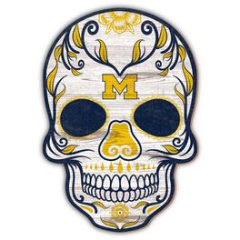 Fan Creations - Michigan Wolverines 12'' Sugar Skull Sign - Multicolor