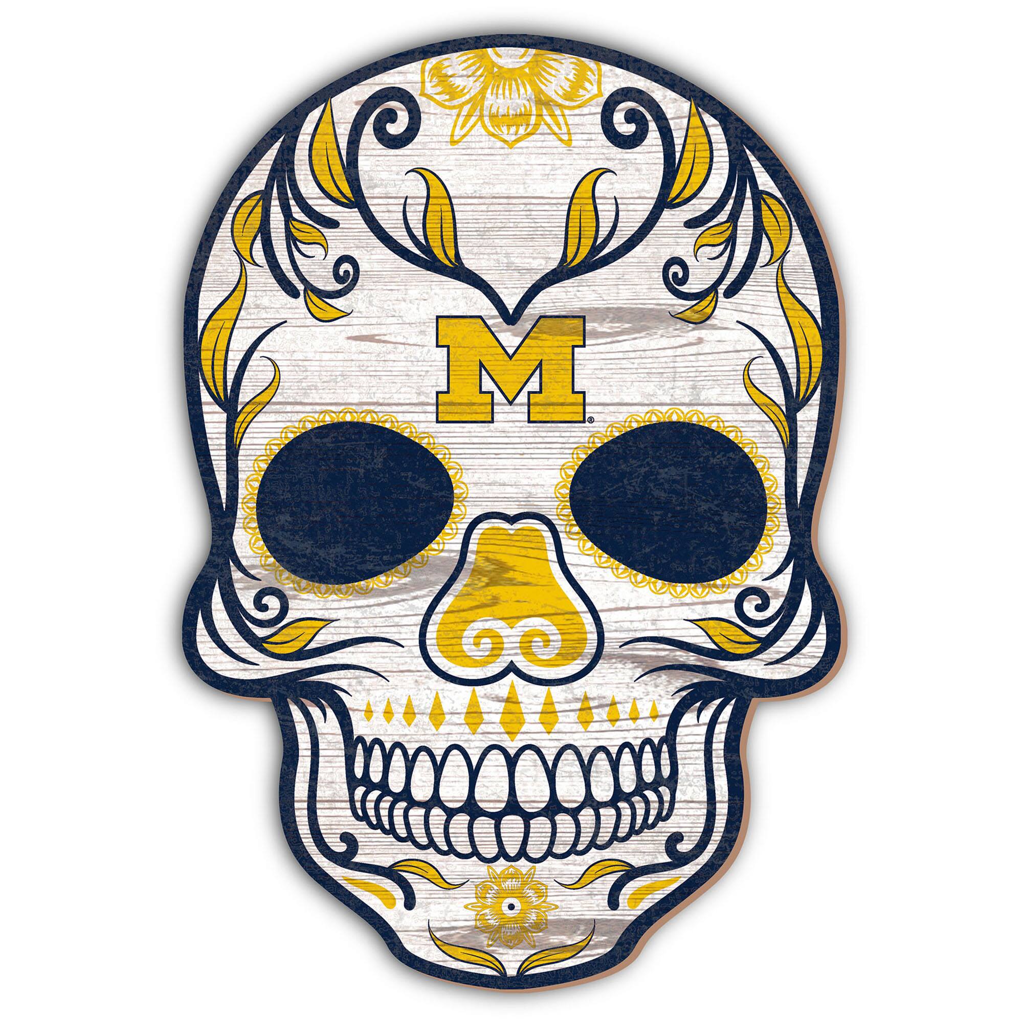 Michigan Wolverines 12'' Sugar Skull Sign