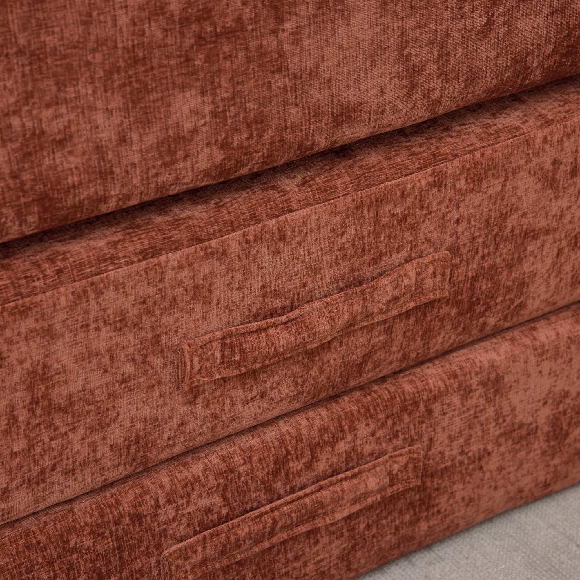 Back. GOODSILO - Convertible Folding Floor Sofa Bed with Armrests for Living Room, Bedroom, and Studio Lounging - Orange.