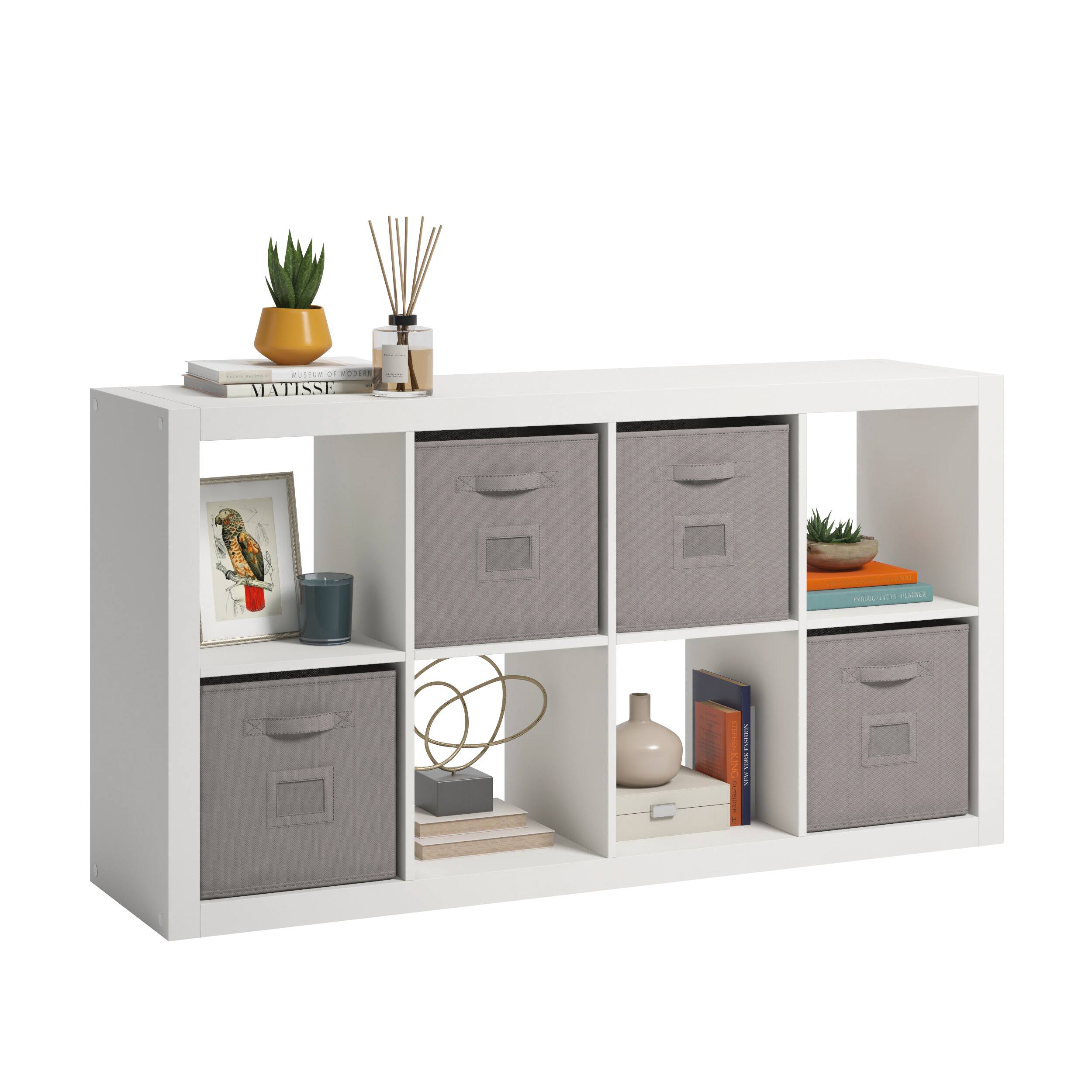 Angle. Sauder - Stow-away Organize 2 Shelf-8 Cubby Bookshelf - White Finish.