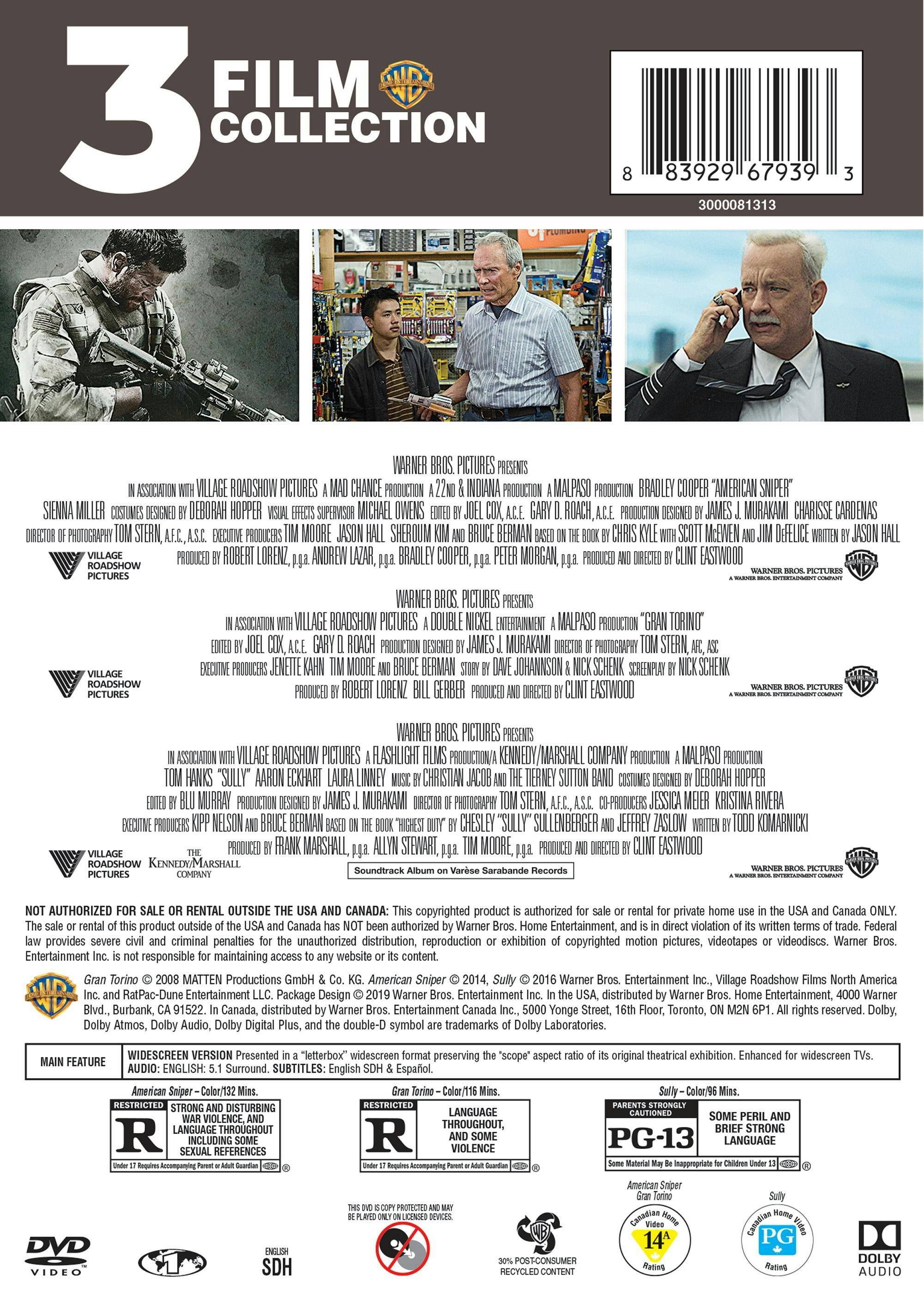 Angle. American Sniper/Gran Torino/Sully (DVD Triple Feature) [DVD].