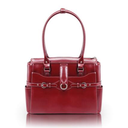 Front. McKleinUSA - 15-inch Laptop Briefcase Top Grain Cowhide Leather Women's Business Shoulder Bag Tablet Pocket - Red.