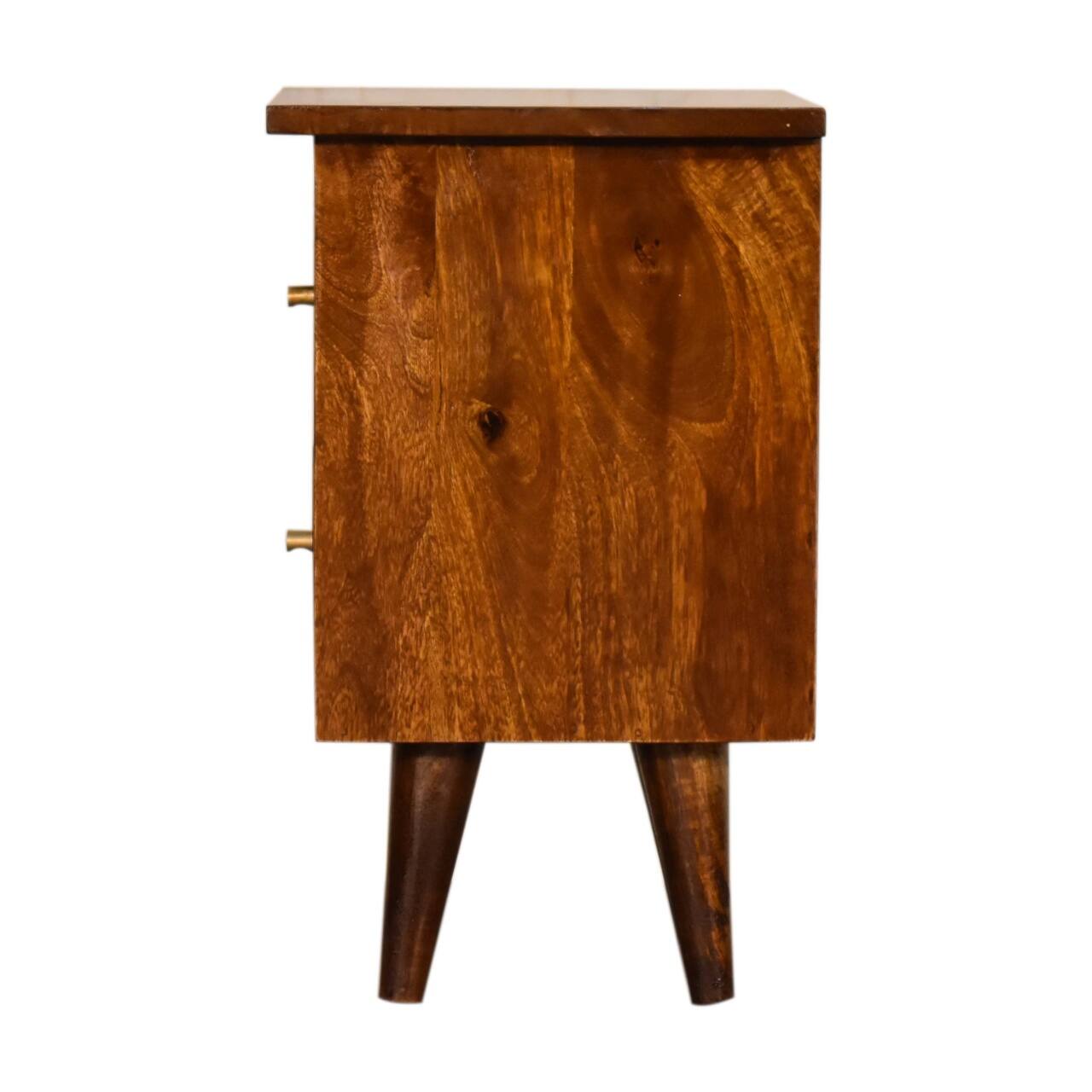 Alt View 4. Artisan Furniture - Artisan Furniture Solid Wood Chestnut Nightstand, 2 Drawers, Brown - Chestnut.