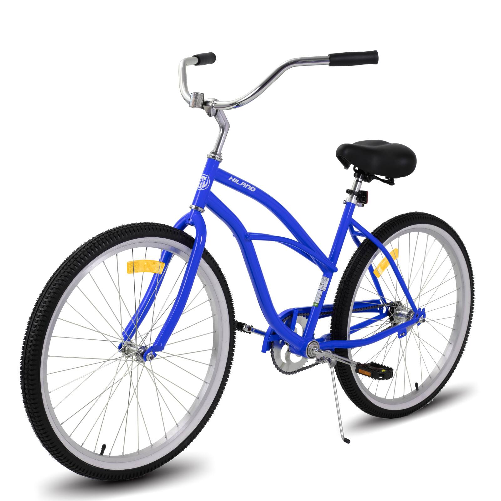 Left. HILAND - HILAND Jade 24 in Beach Cruiser Bike for Youth Boys and Girls, Hi-Ten Steel Frame Commuter City Bicycle, Blue - blue.