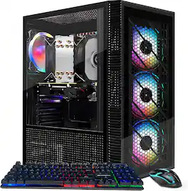 STGAubron - Gaming Desktop PC, Intel Celeron G5905 3.5GHz, Radeon RX 580 8G, 16GB DDR4 RAM, 512GB SSD, USB WiFi 6, Win11H - Black