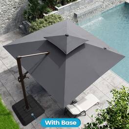 Crestlive Products - 10ft Square Aluminum Double Top Slide-tilt Cantilever Patio Umbrella with 350lbs Base - Dark Gray