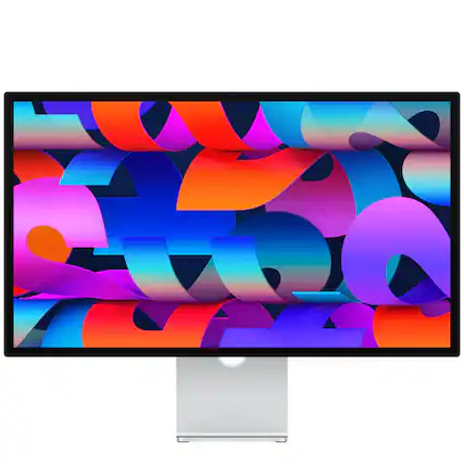 Front. Apple - Studio Display - Nano-texture glass - Tilt-adjustable stand - Silver.