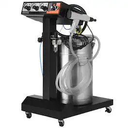 VEVOR - Powder Coating System, 50 W 100KV Electrostatic Output Powder Coating Kit with 50L Powder Hopper, 450g Per Minute Powder - Silver,Black