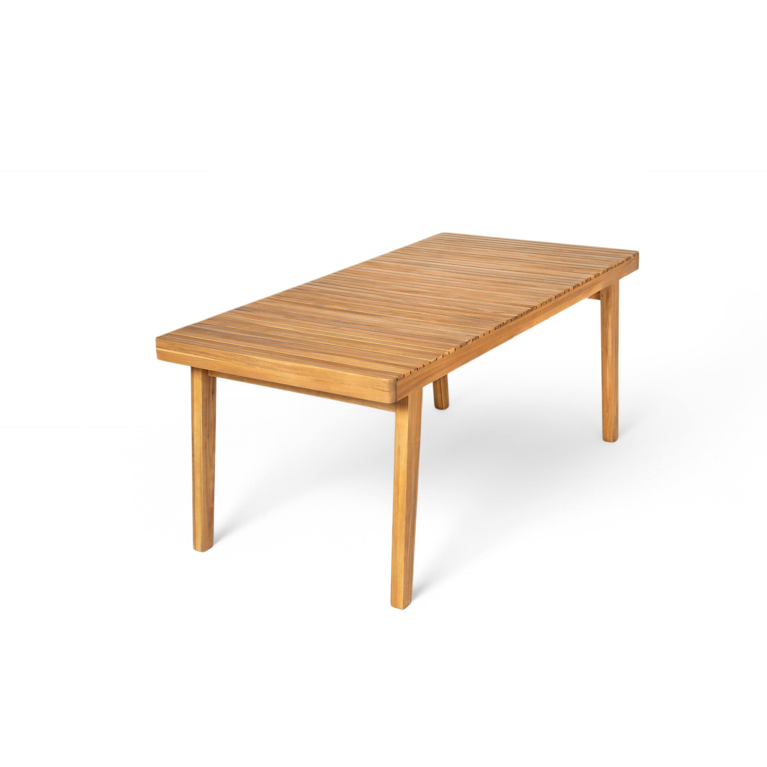 Left. Mondawe - 69" Acacia Wood Outdoor Dining Table with Slatted Top - Natural.