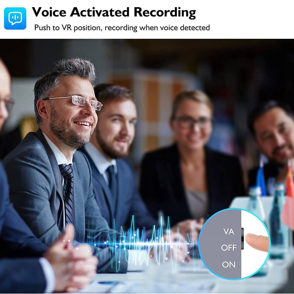 Voice Activated Recording  
Push to VR position, recording when voice detected  

VA OFF ON