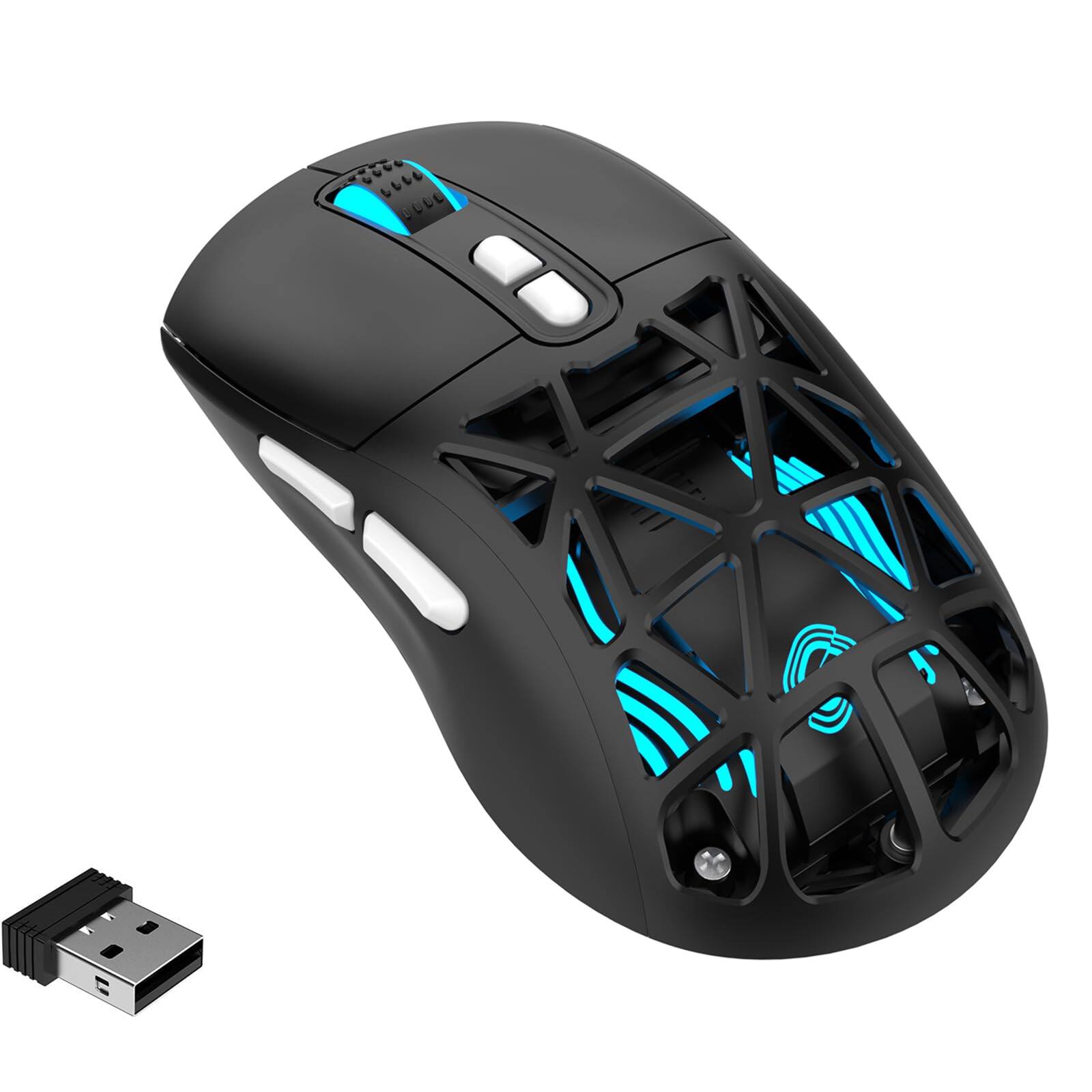 Front. Comfort Essence - Wireless Gaming Mouse Rechargeable Rgb Macro Tri mode 2.4ghz/bt 5.0 With Wired 3.7v Built in For Laptop... - M2 Black.