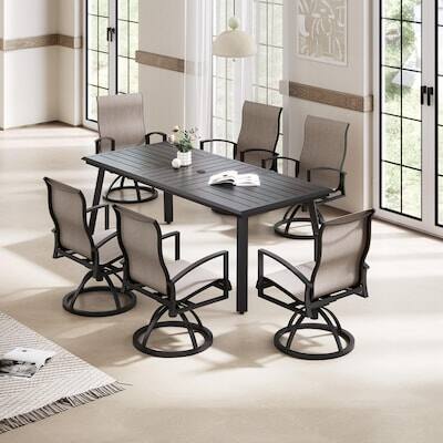 Alt View 1. Crestlive Products - Crestlive Products Rectangle Outdoor Dining Table 38inWx82.7inL Umbrella Hole - Black.
