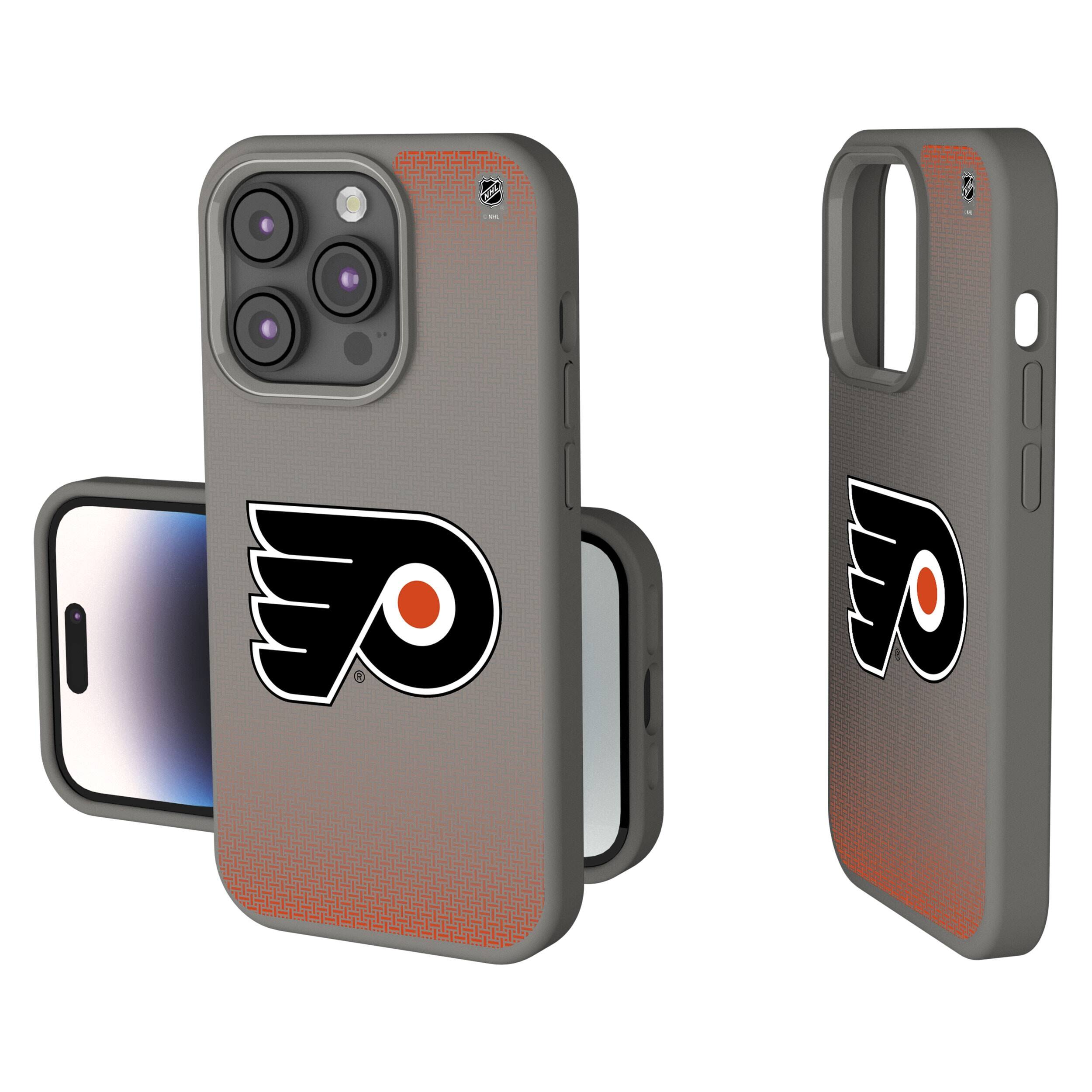 Front. Keyscaper - Philadelphia Flyers Linen Logo iPhone Soft Touch Case - 14 Pro Max - Gray.