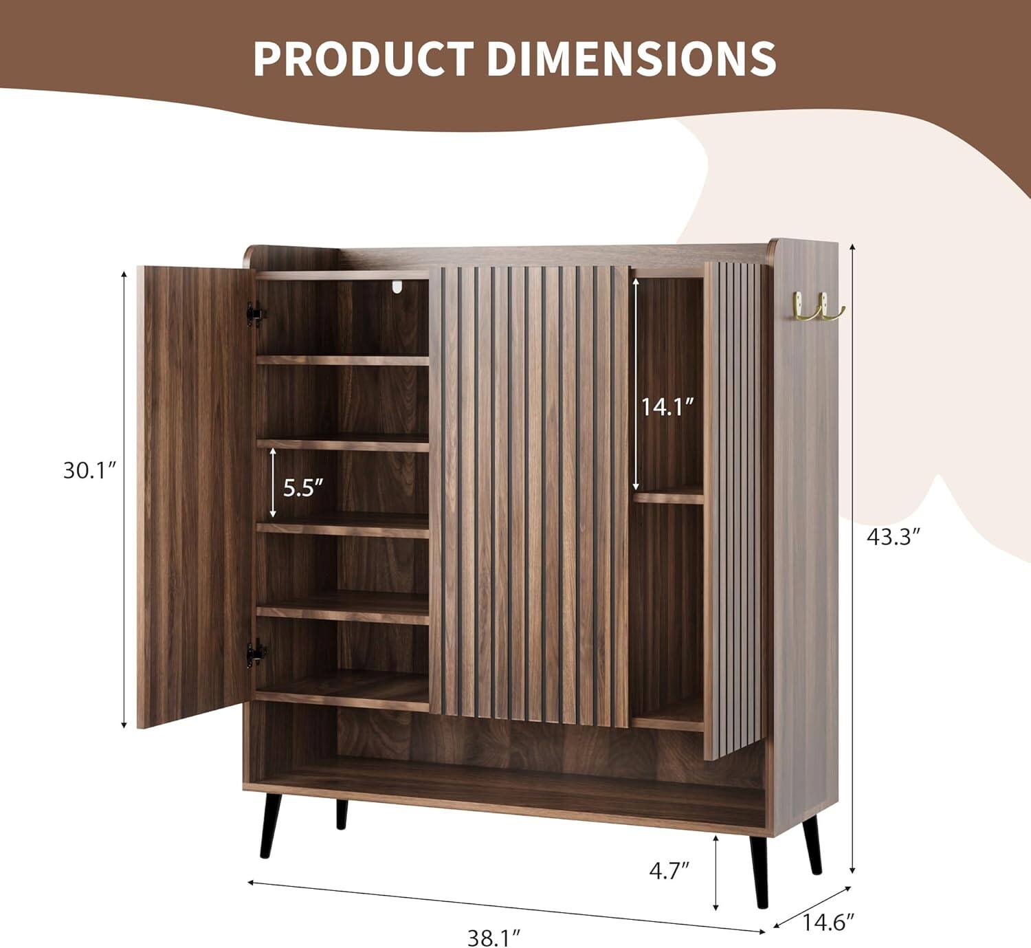 PRODUCT DIMENSIONS  
14.1" 30.1" 5.5" 43.3" 4.7" 38.1" 14.6"