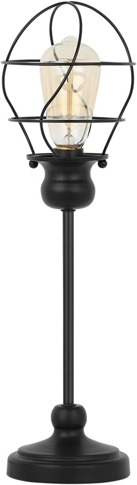 Oumilen - Vintage Modern Black Table Lamp - Simple Metal Nightstand Lamp for Bedroom Living Room Office Desk