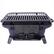 Angle. MOOSOO - Cast Iron Charcoal Grill with Double-Sided Grate, Portable Outdoor BBQ Grill, Compact Tabletop Grill Stove - Black.