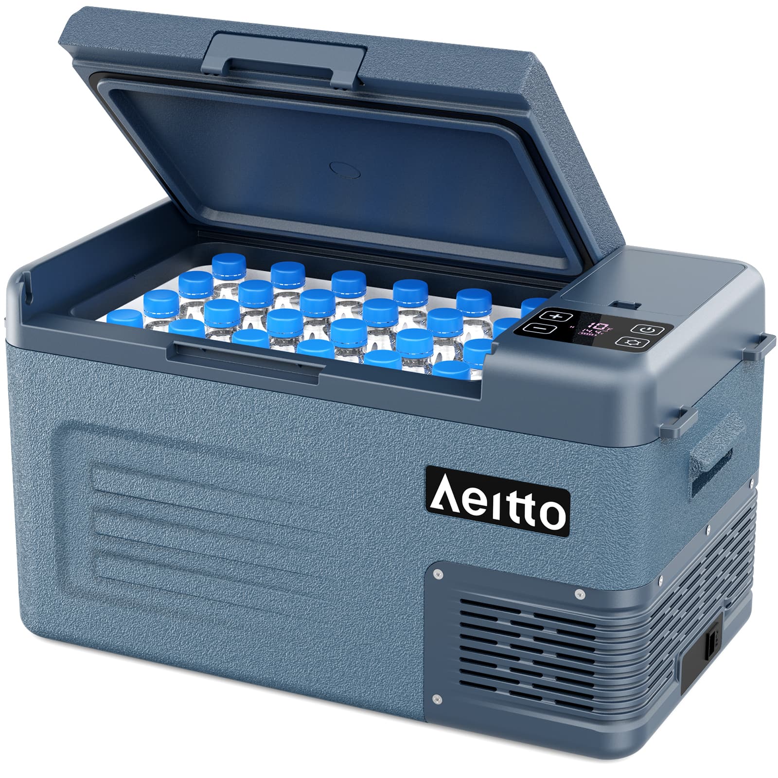 Front. Aeitto - Refrigerator 12V Car Fridge 22Quart Portable Freezer Compressor Cooler 12/24V - Blue.
