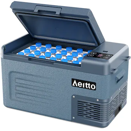 Front. Aeitto - Refrigerator 12V Car Fridge 22Quart Portable Freezer Compressor Cooler 12/24V - Blue.