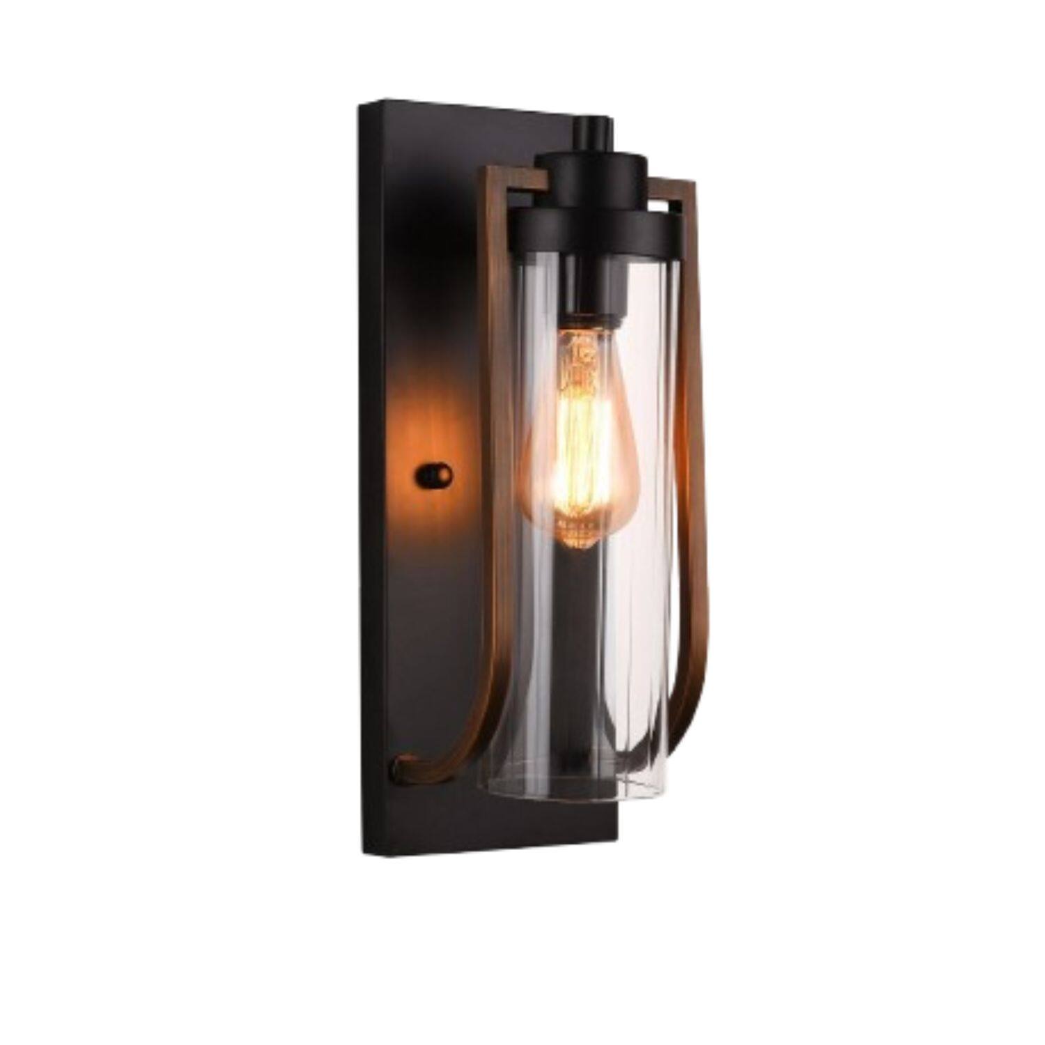 Front. Home Collection - Retro Industrial Farmhouse Rustic Wall Lamp – Iron Wall Sconce Loft Light Fixture.