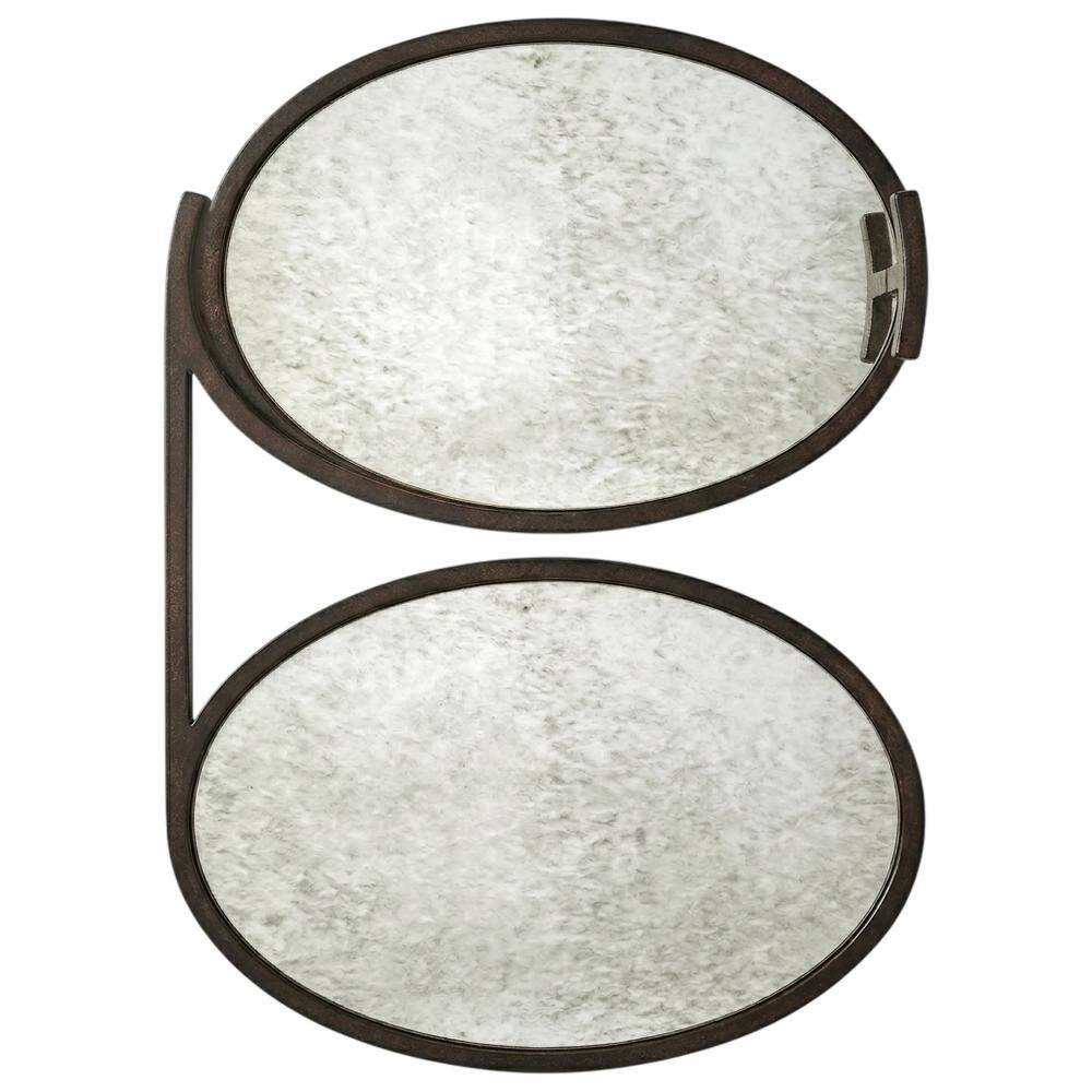 Left. Starlight Canyon Home - Oval Mirror Top Metal Side Table, Modern Accent End Table for Living Room - Bronze.