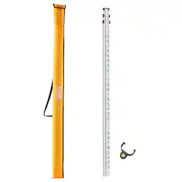 VEVOR - Aluminum Grade Rod, 9-Feet/10ths 3 Sections Telescopic Measuring Rod,Double-Sided Scale 1/10ft Leveling Rod Stick - Silver