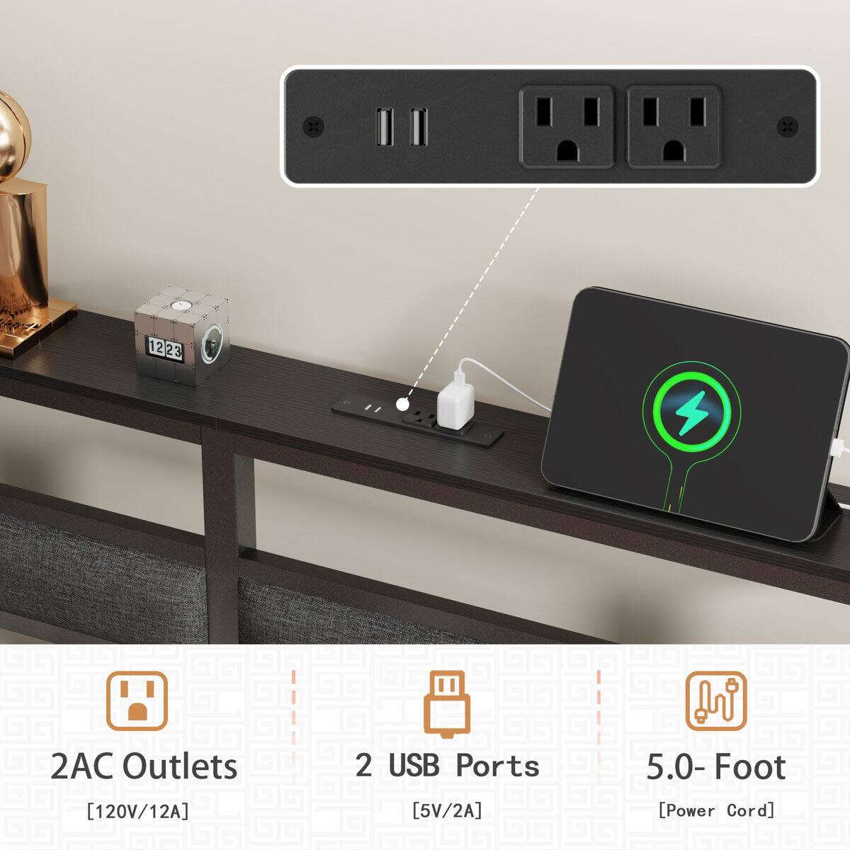 r 1223 2AC Outlets [120V/12A] 2 USB Ports [5V/2A] 5.0-Foot [Power Cord]