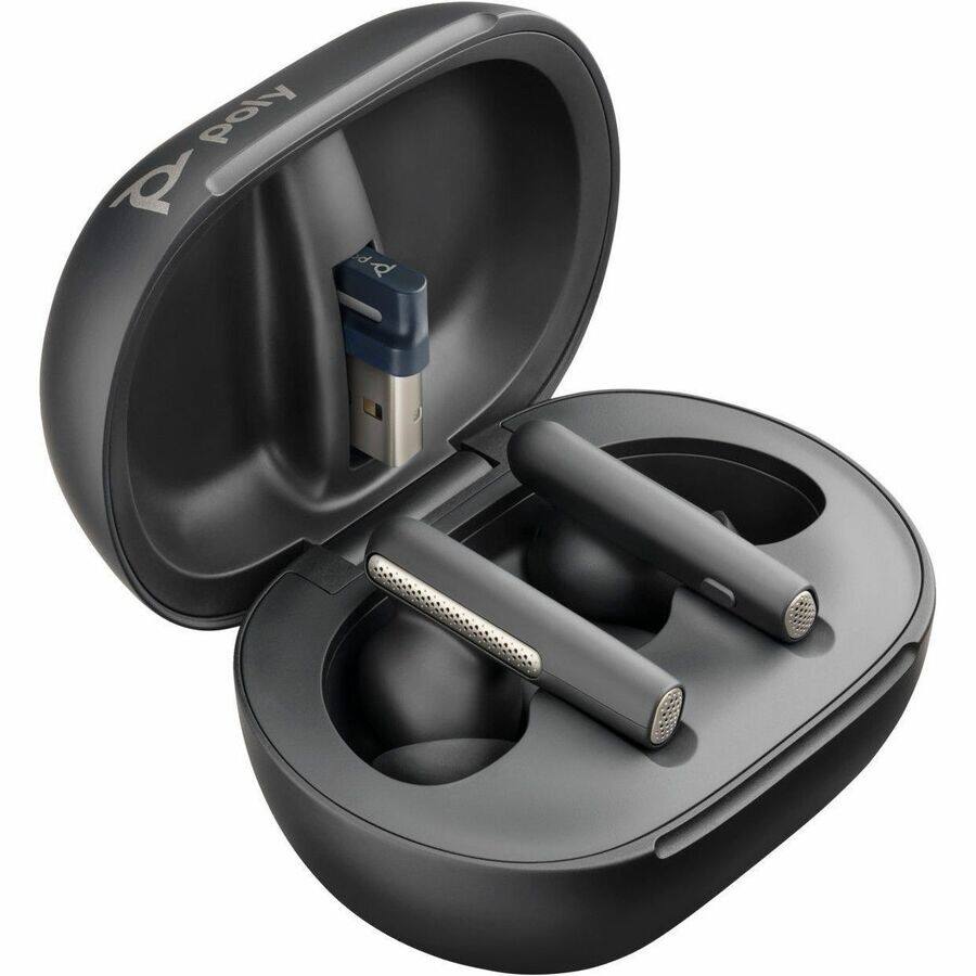 Alt View 4. HP - Poly Voyager Free 60+ UC M Carbon Black Earbuds - Black.