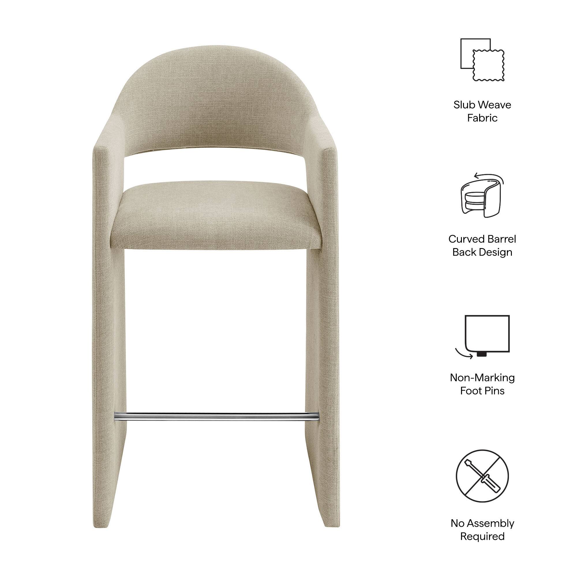 Slub Weave Fabric  
Curved Barrel Back Design  
Non-Marking Foot Pins  
No Assembly Required