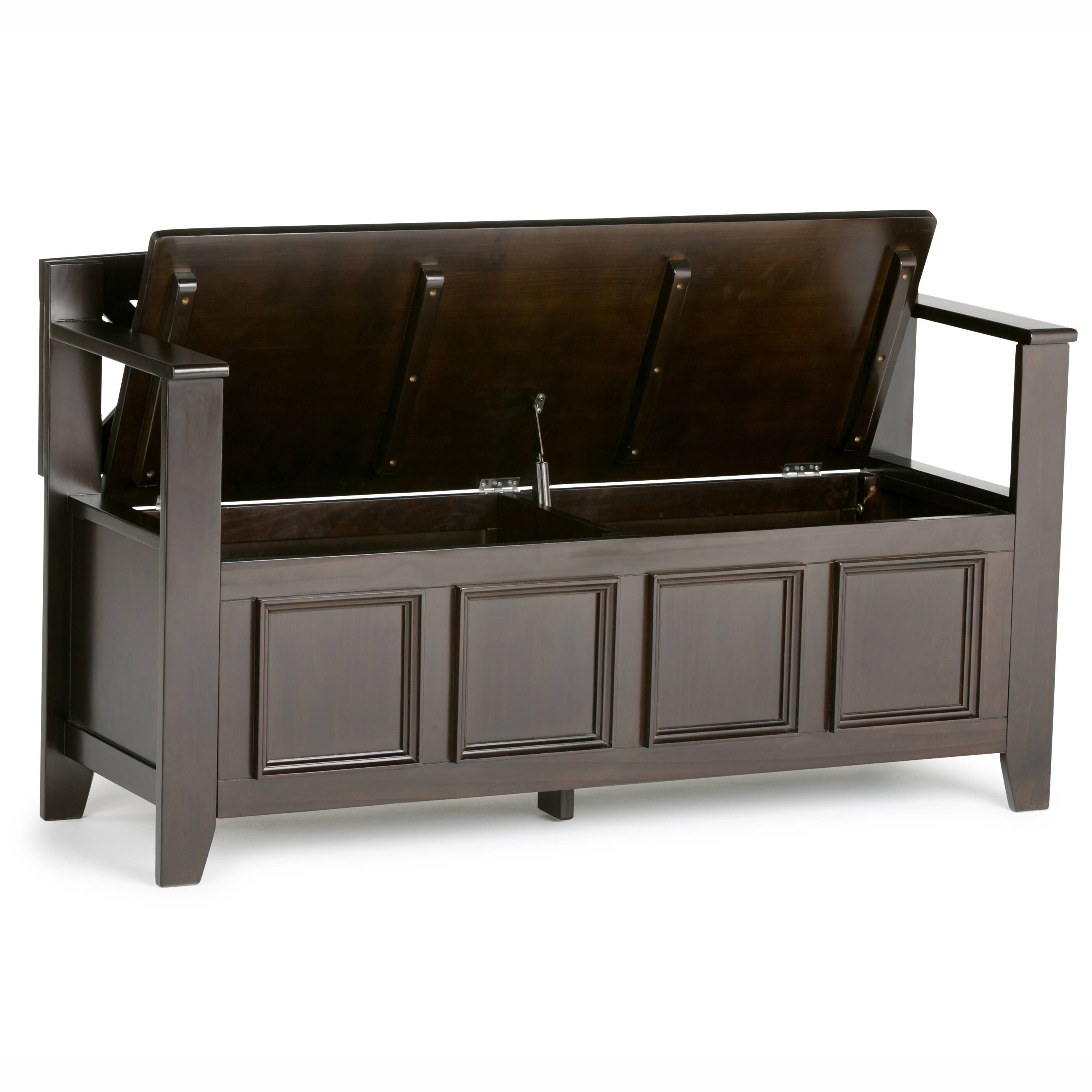 Best Buy Simpli Home Amherst Entryway Storage Bench Hickory Brown
