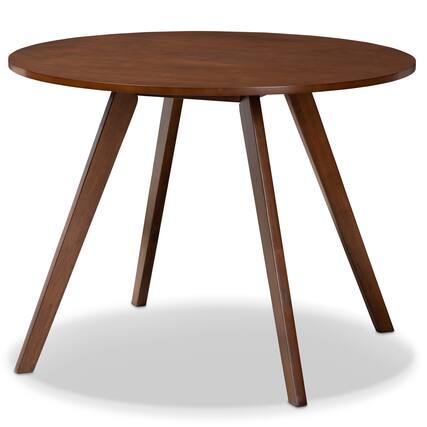 Front. Baxton Studio - Alana Mid-Century Modern Transitional Finished Round Wood Dining Table - Walnut.