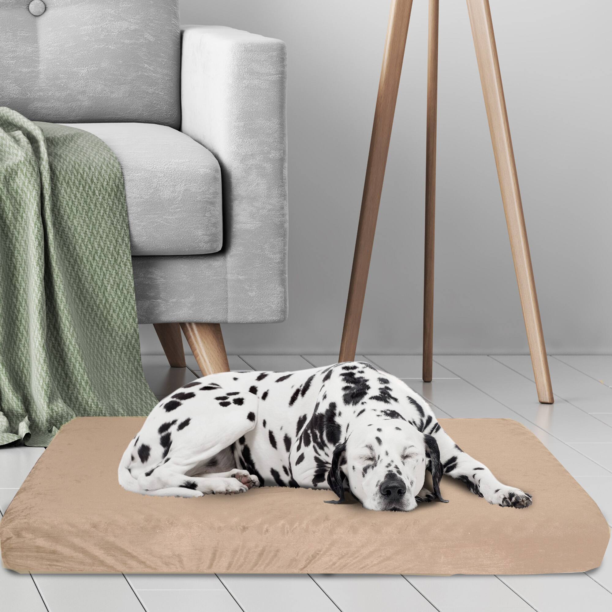 Alt View 1. PetMaker - Memory Foam Dog Bed 2-Layer Orthopedic Pet Pad with Machine Washable Cover 37x24 Pet Bed for Large Dogs - Tan.