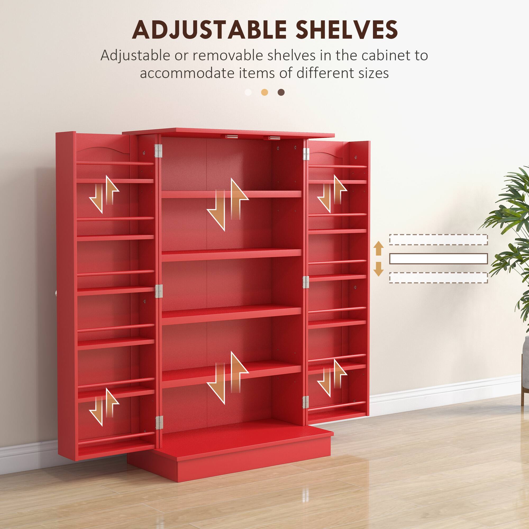 ADJUSTABLE SHELVES

Adjustable or removable shelves in the cabinet to accommodate items of different sizes