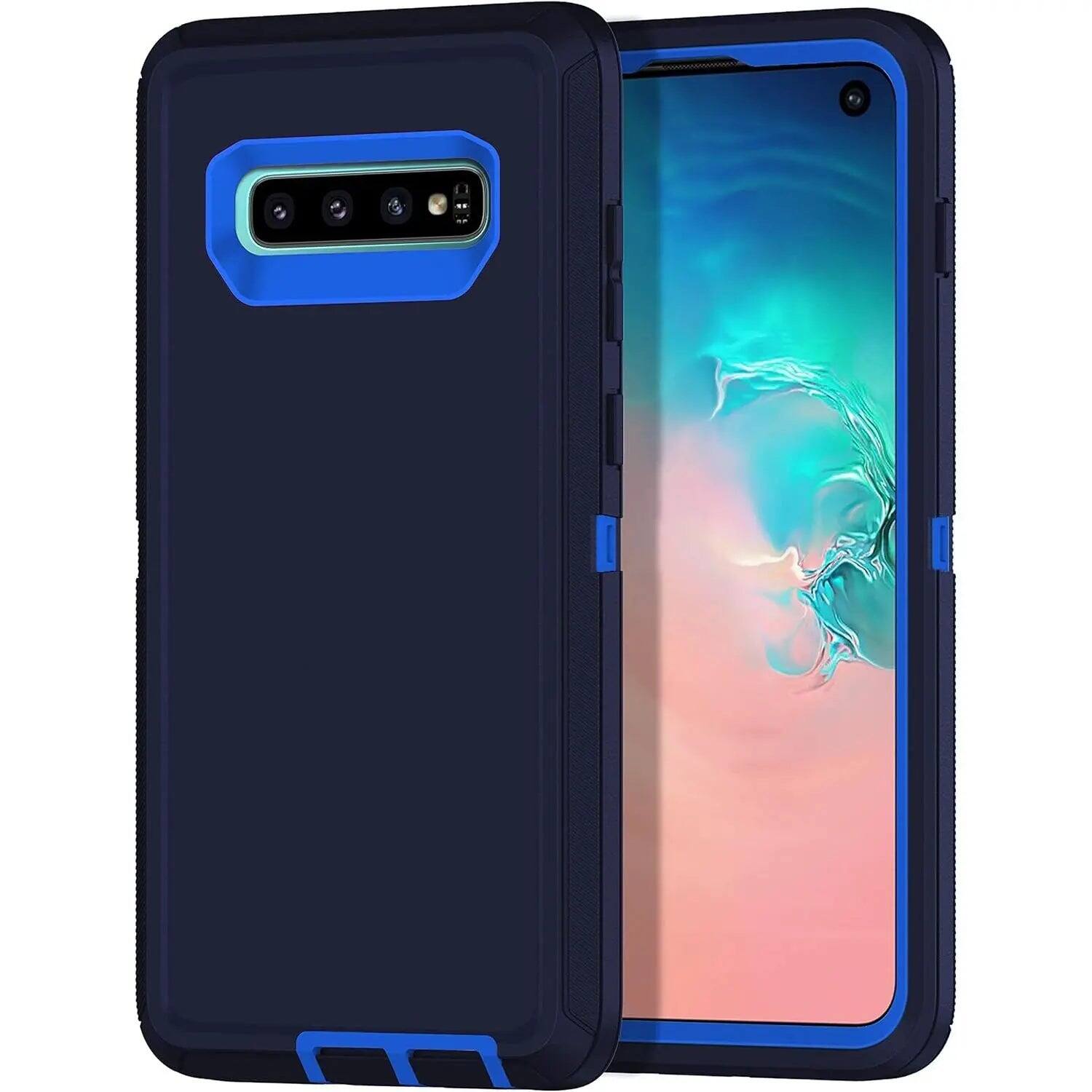 Front. Entronix - Entronix Case for Galaxy S10 - Triple-Layer Heavy Duty Protection - Navy.