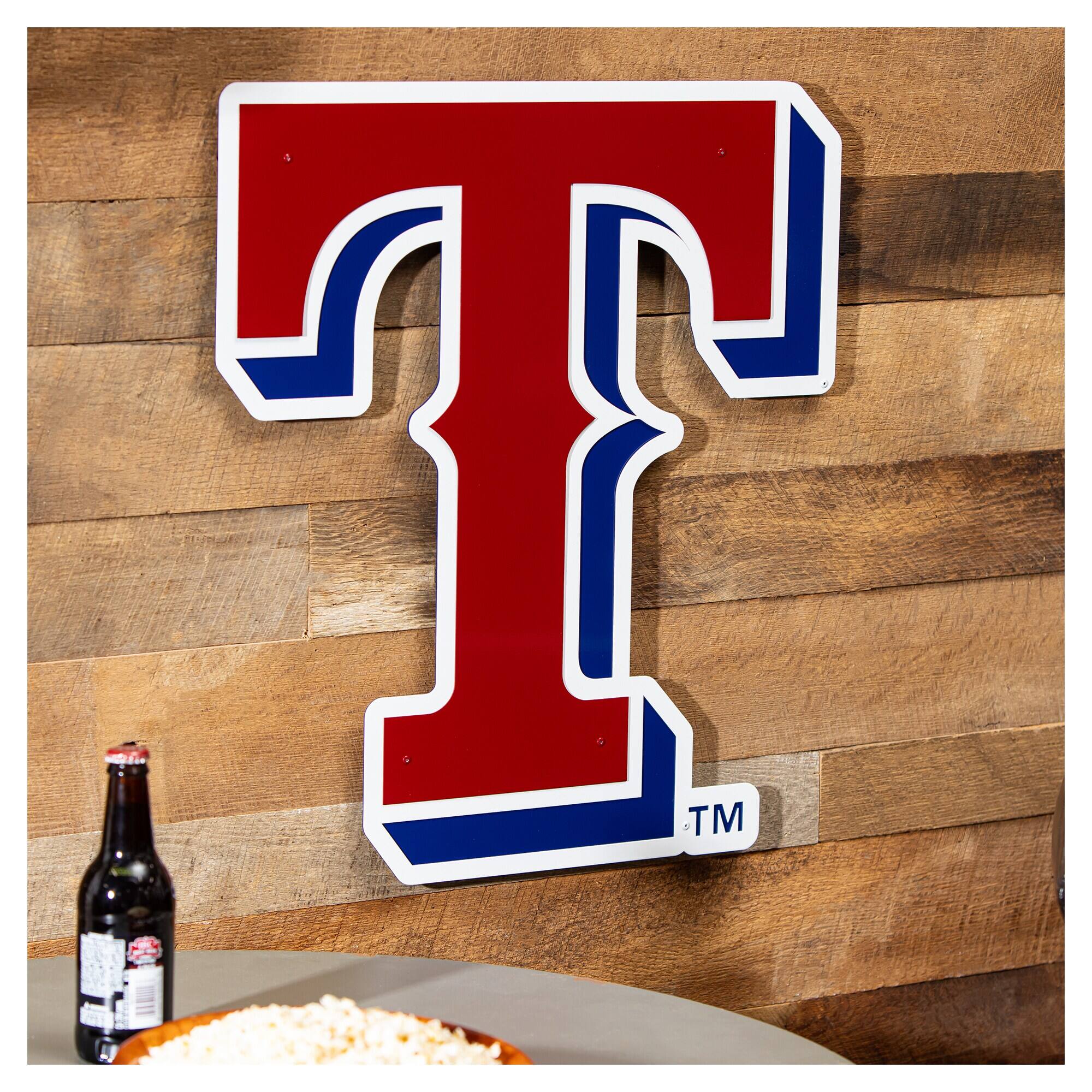 Alt View 1. Evergreen Enterprises - Texas Rangers 23" Layered Metal Wall Art Sign - Multicolor.