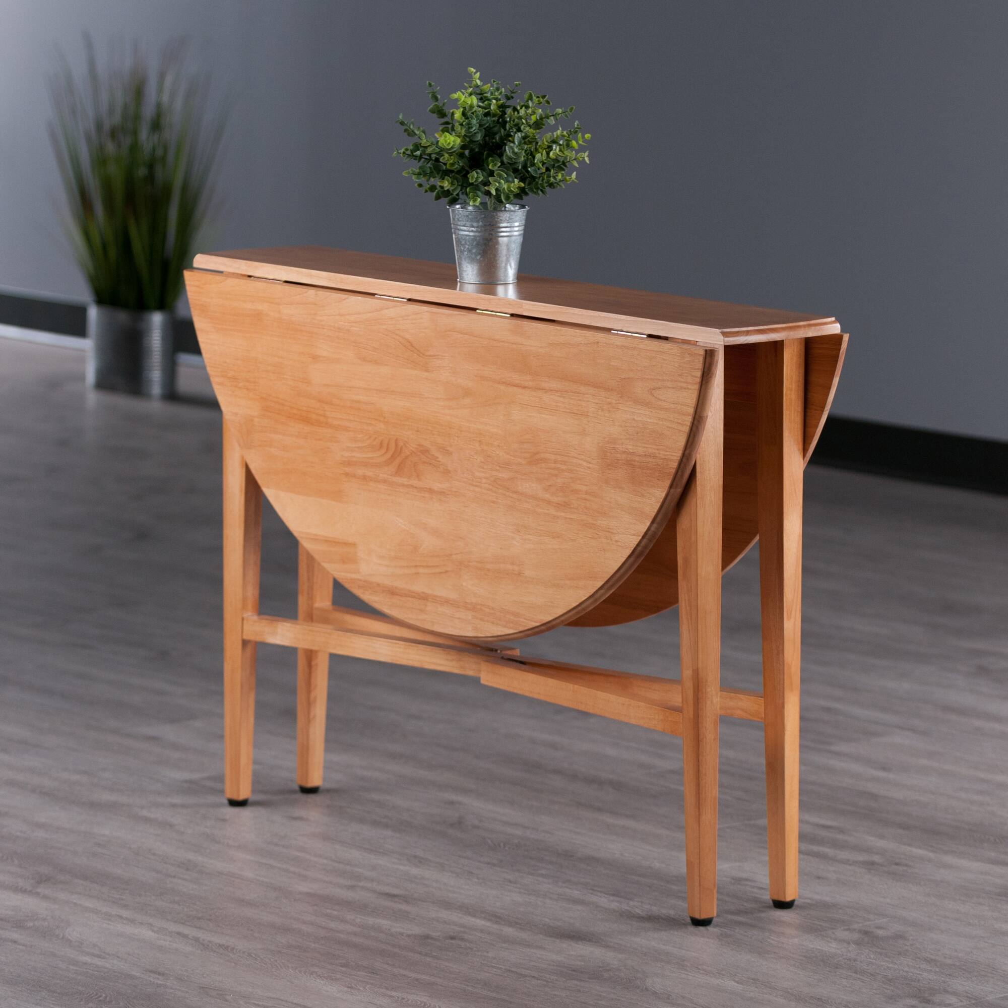 Winsome Wood Hannah Double Drop Leaf Round Dining Table Light Oak ...